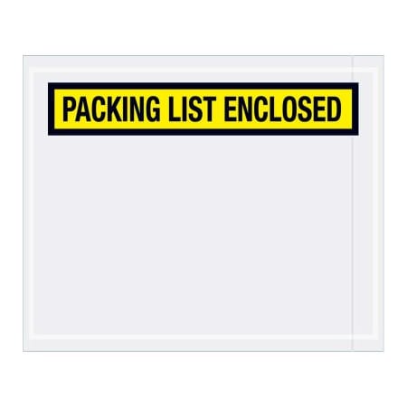 Box Packaging Panel Face Envelopes, "Packing List Enclosed" Print, 5-1/2"L x 4-1/2"W, Yellow, 1000/Pack PL452